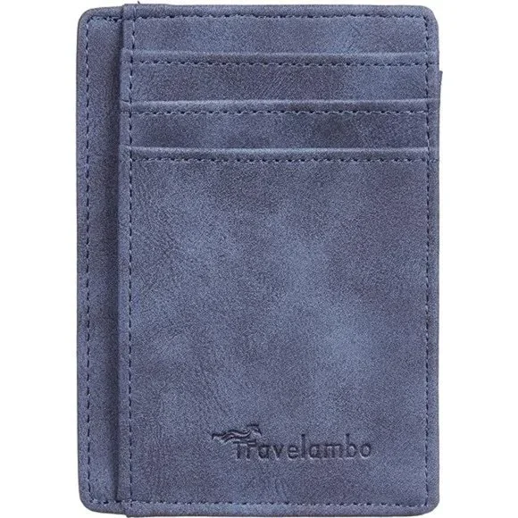 Mens Front Pocket Minimalist Leather Slim Wallet RFID Blocking Medium Size - Picture 3 of 4